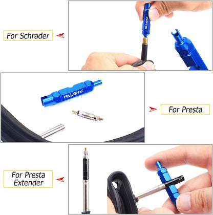 Bicycle Valve Core Removal Tool Schrader & Presta Extender 5mm Wrench Bike Valve Core Remover (1 Piece)