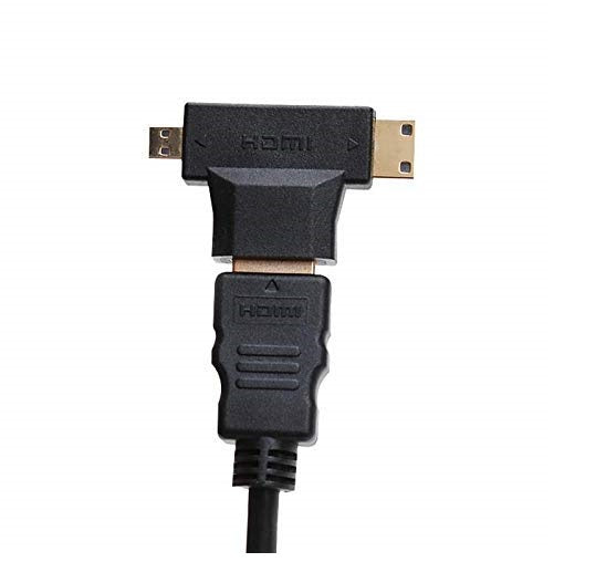 2-in-1 Mini HDMI & Micro HDMI Male to HDMI Female Adapter (Gold Plated) – Compatible with Smartphones, Tablets, Cameras & More