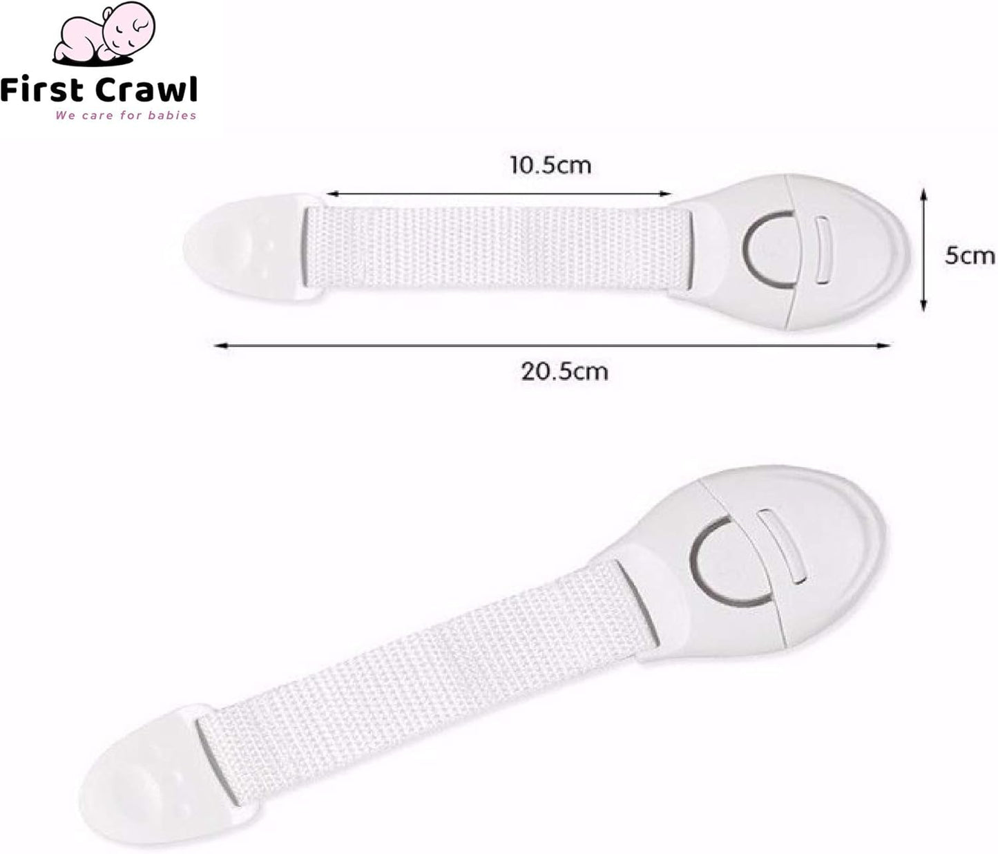 Child Proof Safety Locks for Drawers, Cabinets & Doors – Easy Install Kid-Resistant Straps (21×5 cm, White) for Cupboards, Wardrobes, Toilets & Furniture