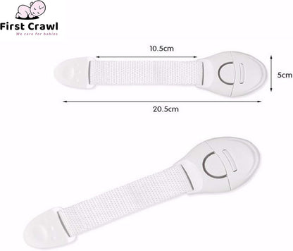Child Proof Safety Locks for Drawers, Cabinets & Doors – Easy Install Kid-Resistant Straps (21×5 cm, White) for Cupboards, Wardrobes, Toilets & Furniture