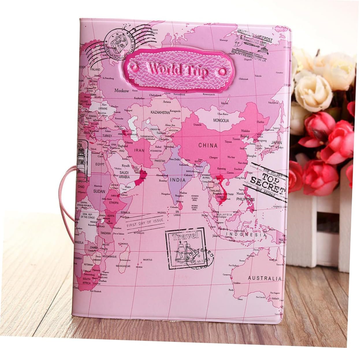 RFID Blocking PU Leather Passport Holder – Globe Design Travel Document Cover for Passport & Boarding Pass