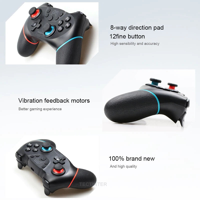 Wireless Controller for Nintendo Switch – Bluetooth Pro Gamepad with Adjustable Turbo, Dual Shock & Gyro Axis