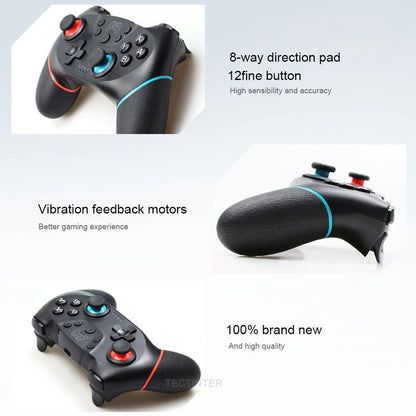 Wireless Controller for Nintendo Switch – Bluetooth Pro Gamepad with Adjustable Turbo, Dual Shock & Gyro Axis