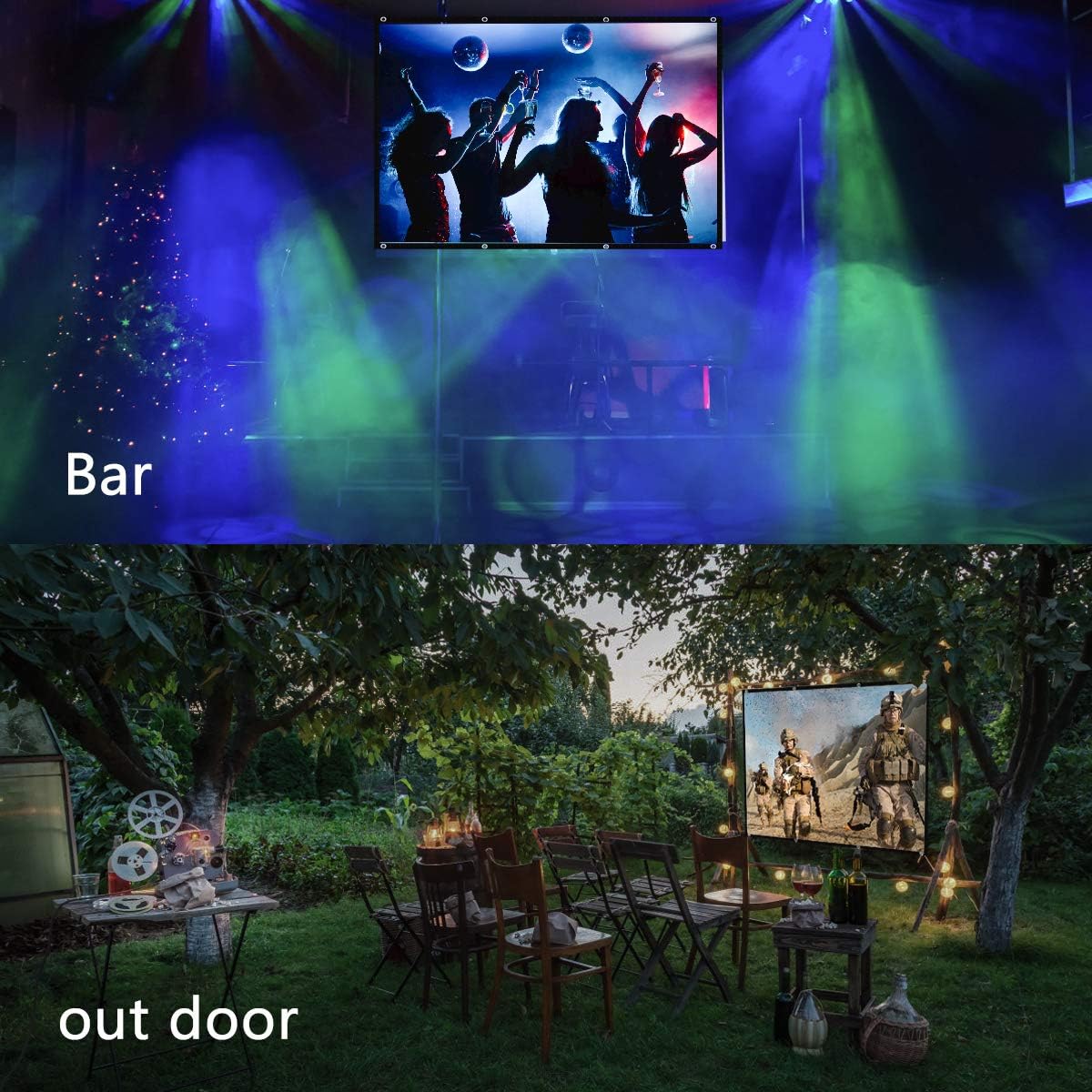 100 Inch Projector Screen 16:9 HD Projection Screen – Frameless High Brightness High Gain Grey Screen with High Contrast for Home Cinema, Office & Gaming