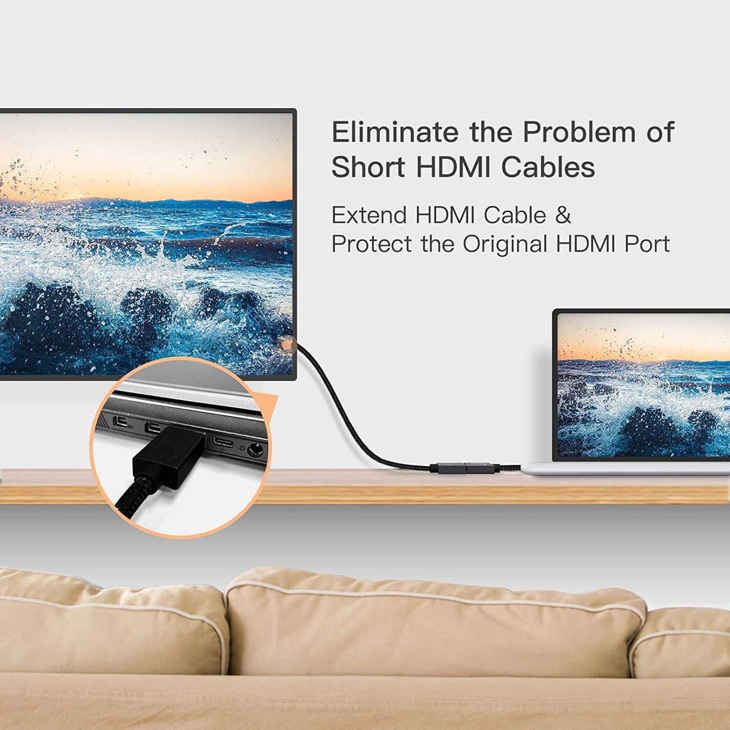 HDMI 2.0 Male to Female Extension Cable 30cm – 4K UHD, 3D, Streaming Device Compatible