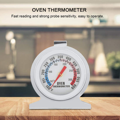 Stainless Steel Oven Thermometer | Glass Dial Temperature Gauge for Baking, Roasting, Cakes, Meat &amp; BBQ | Accurate Heat Meter