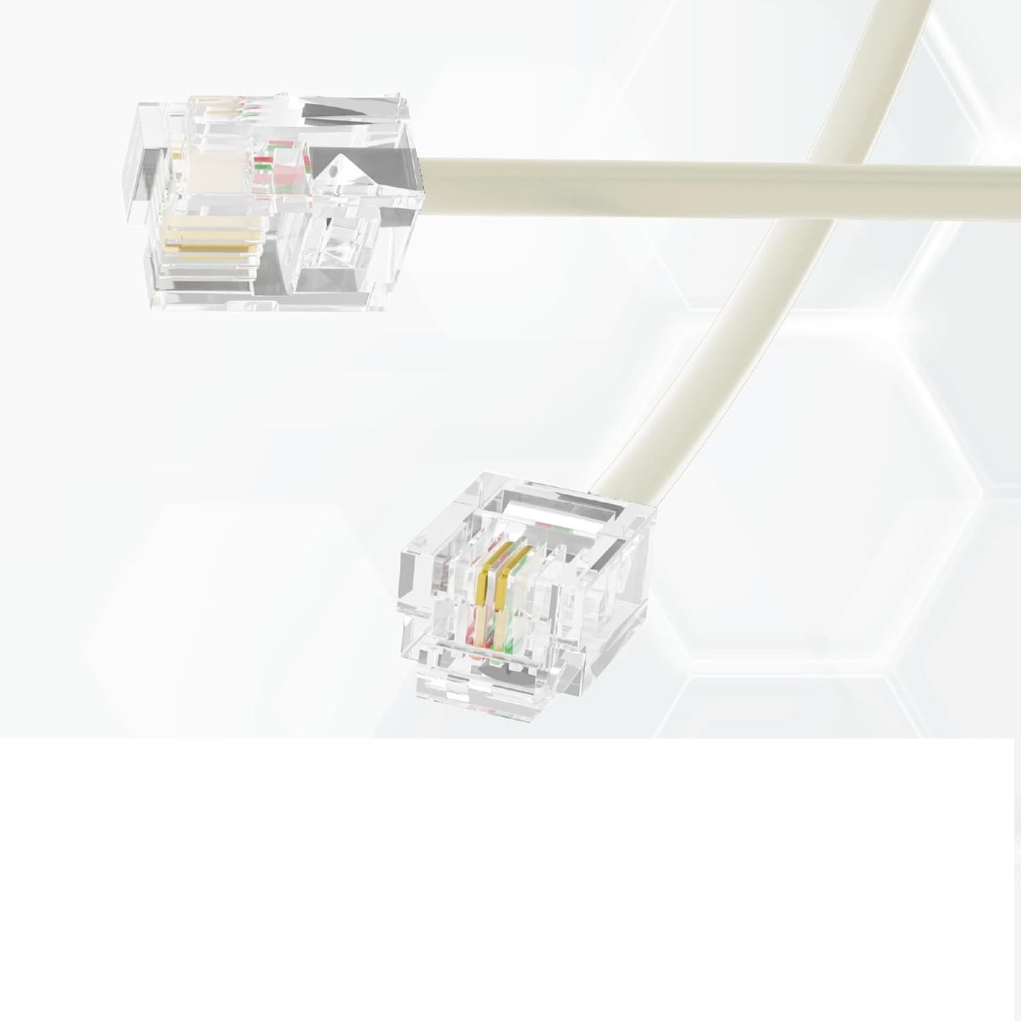 Phone Line Cord Modular Telephone Extension Cable – 2 Conductor 2 Pin 1 Line Cord for Telephone, Fax, AIO Machines – Ivory