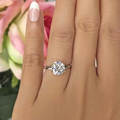 Engagement Rings for Women Sterling Silver Round Solitaire Engagement Couple Ring