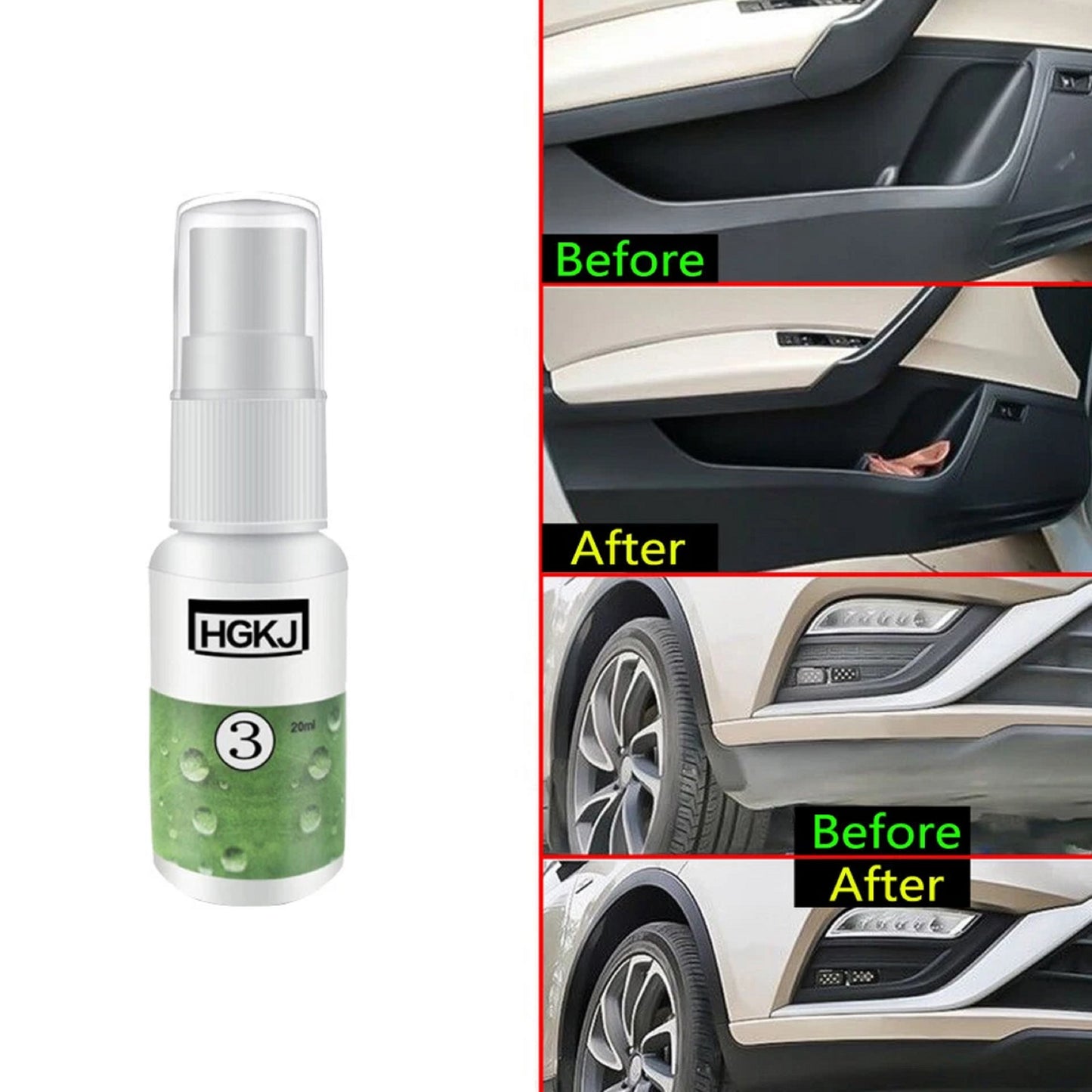 Car Plastic & Leather Refurbish Cleaner 20ML | Interior Care Polish | Dashboard & Seat Restorer
