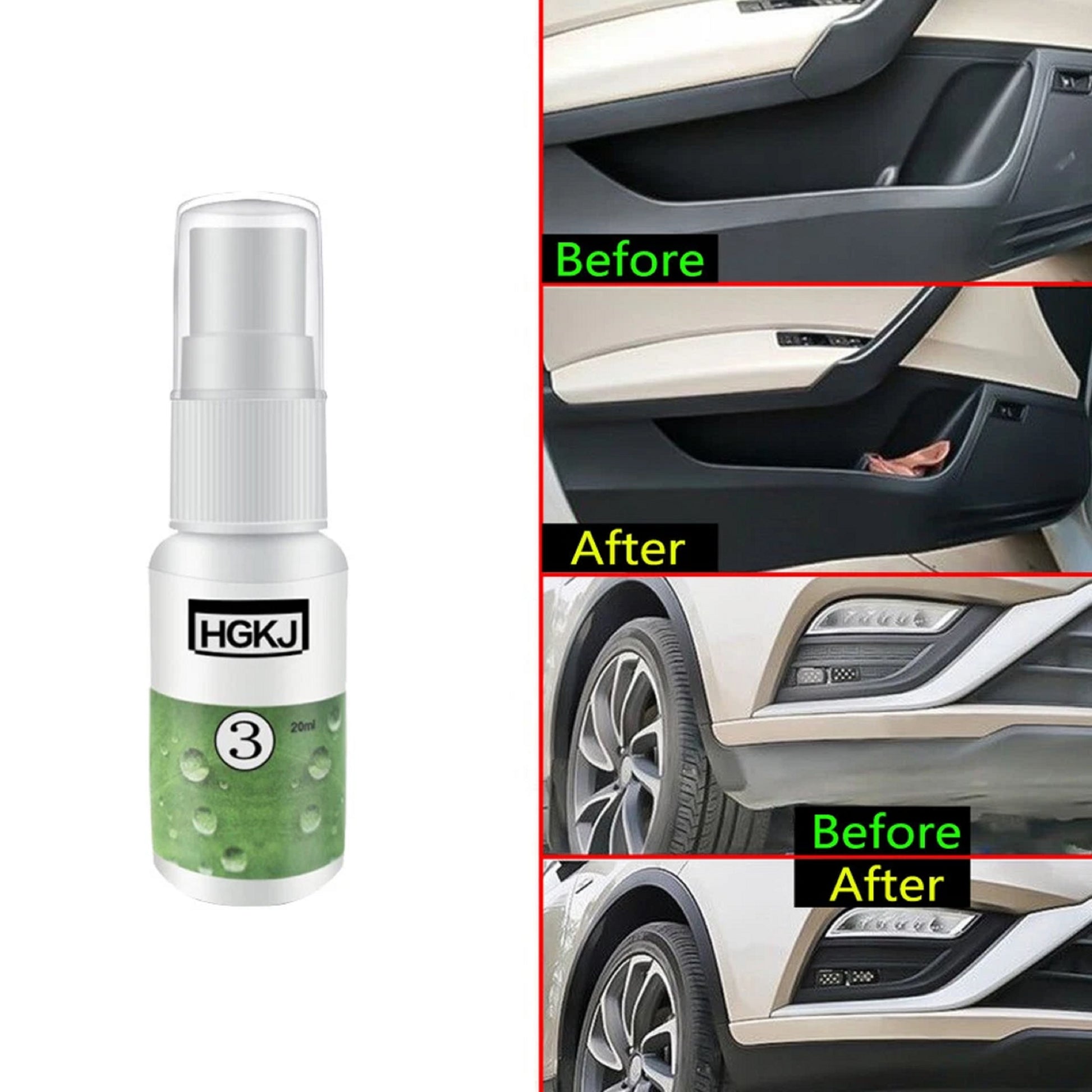 Car Plastic & Leather Refurbish Cleaner 20ML | Interior Care Polish | Dashboard & Seat Restorer
