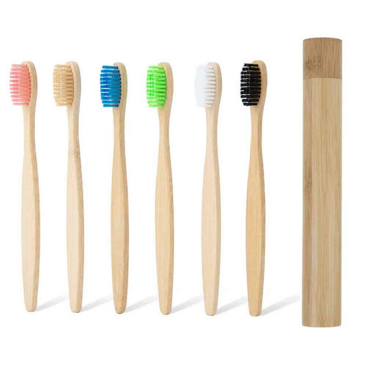 8-Color degradable bamboo toothbrush