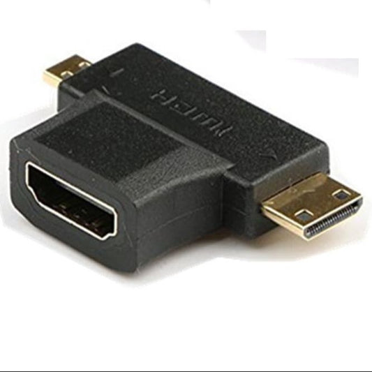 2-in-1 Mini HDMI & Micro HDMI Male to HDMI Female Adapter (Gold Plated) – Compatible with Smartphones, Tablets, Cameras & More