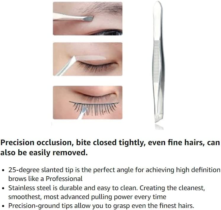 Slant Tweezers - Precision Stainless Steel Slant Tip Tweezers Hair Plucker for Hair and Eyebrows Personal Care