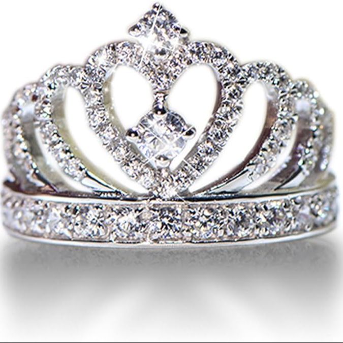 luxury Rings For Women Engagement Ring Princess Crown Ring Jewelry Women Sweet Rings Female