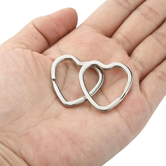 Heart Shaped Steel Split Rings Keyring Ring For Keys Purses + (Nickel Plated)