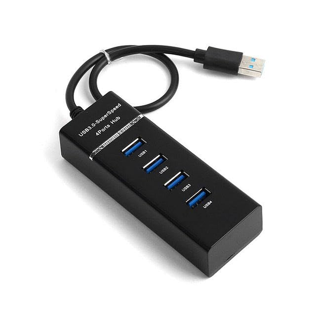 USB 3.0 Hub, 4 Port SuperSpeed, High-Speed Multiport Adapter with 30cm Cable, Black