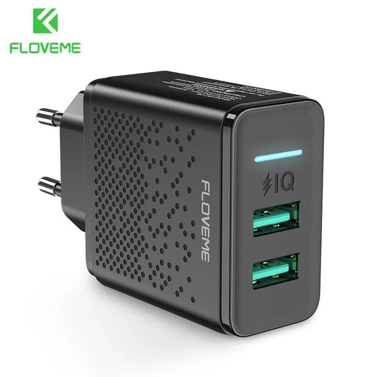 Dual USB Charger 5V 2.4A Fast Charging Wall Charger Adapter EU Plug Mobile Phone Charger