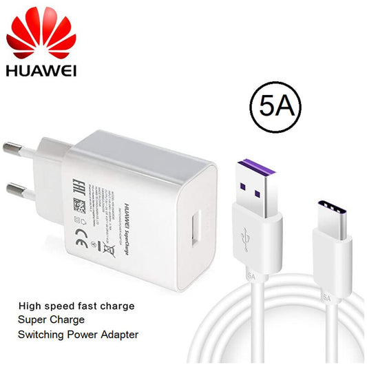 Original 5A Fast Charger Hw-050450E00 Supercharge -Type C Charger- Type C Cable For Mobile Fast charging Wall charger White