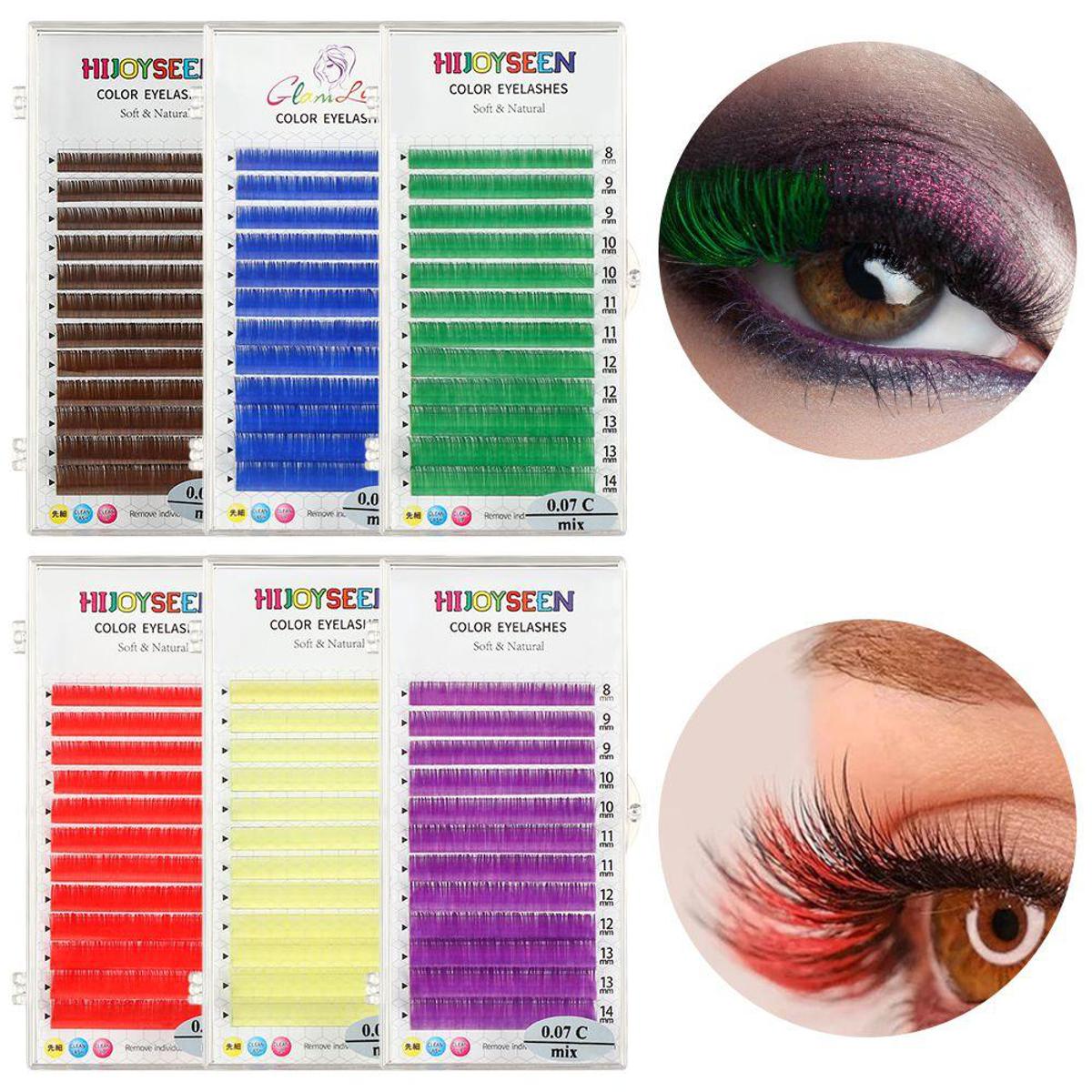 Purple eye Lashes 8-14mm , C Curl , Thickness 0.12mm , Eyelash Faux False Lashes Blue Lashes Eyelash Extensions
