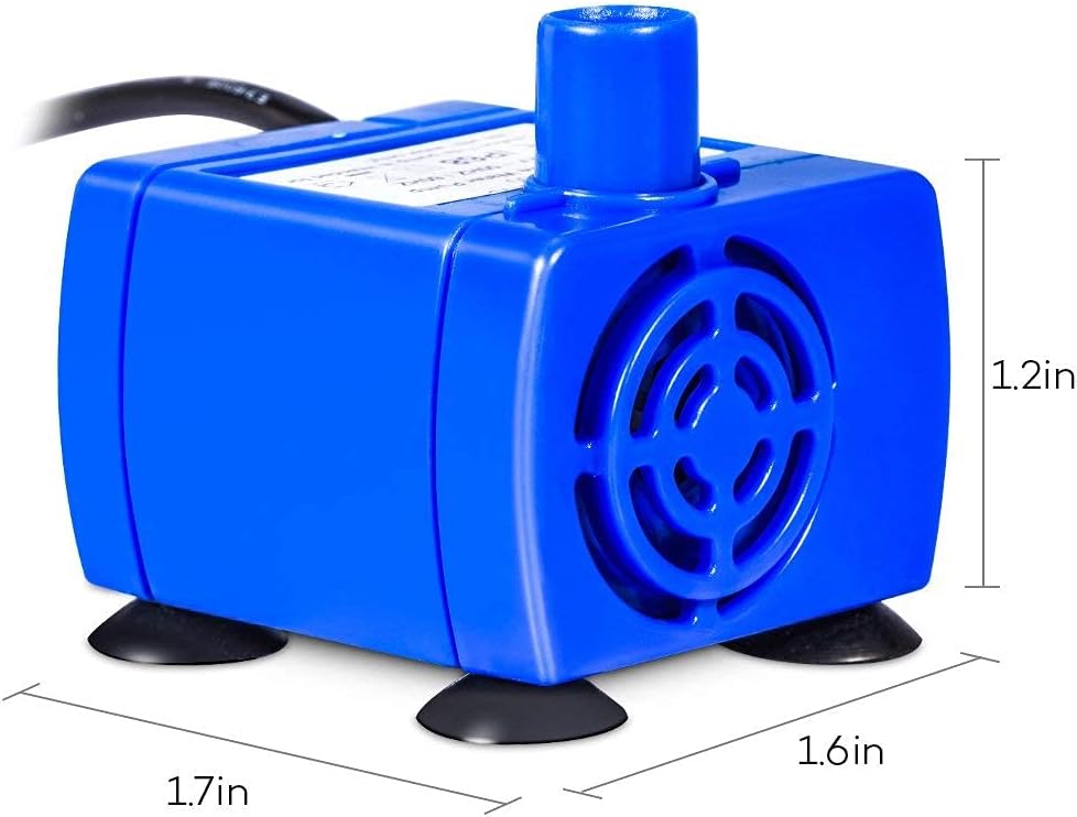 Pet Fountain Pump, AC 12V Submersible Electric Water Pump Ultra Low Noise Low Power Consumption Submersible Water Pump Cat with 5.9ft Long Cable