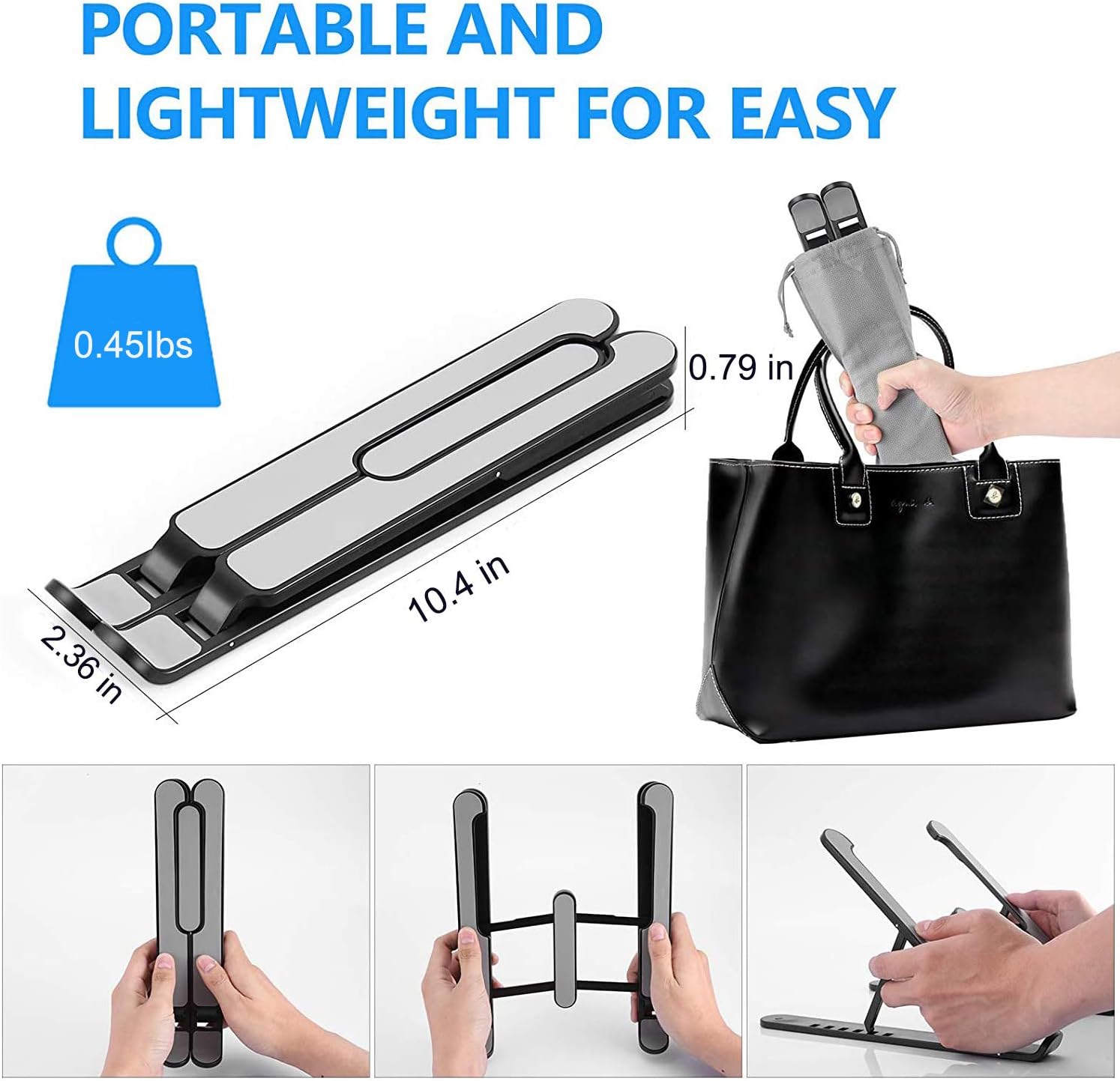 Adjustable Laptop Stand for Desk, Ergonomic 7-Level Angle Laptop Riser, Portable ABS Computer Stand Holder for 10–15.6 Inch Laptops & iPad