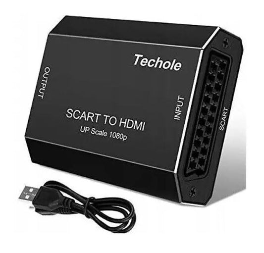 Techole SCART to HDMI Converter 1080P Video Audio Adapter with USB Power Cable for TV, Monitor & Projector