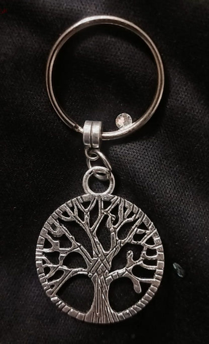 Tree of life keychain All Metal Antique Silver Family Gift Key Ring