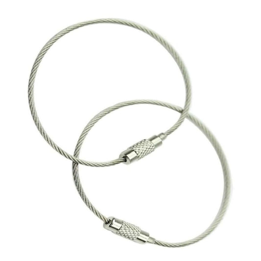 2 pcs Stainless Steel Wire Keychain Screw Lock Cable Ring 20cm x 2mm – Premium Heavy Duty Key Ring for Outdoor Hiking, Camping & Travel