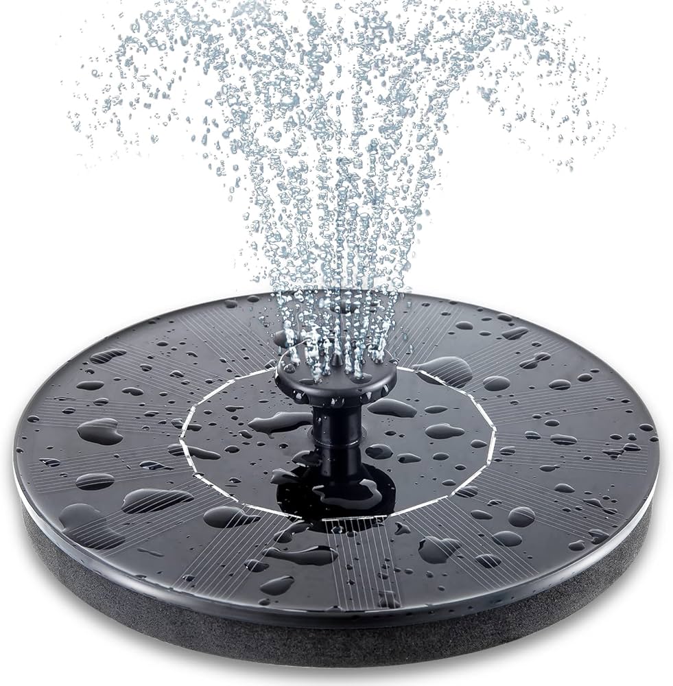 Solar Water Fountain 16 Cm with 4 nozzles, Floating Solar Powered Fountain Pump for Bird Bath  Garden Pond Pool Outdoor 1.4W Round