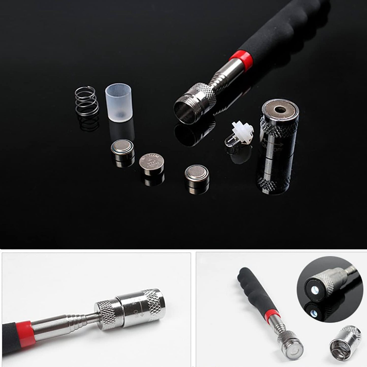 Telescoping Magnetic pickup tool with light,magnet duty flexible led set for seniors extra outdoor