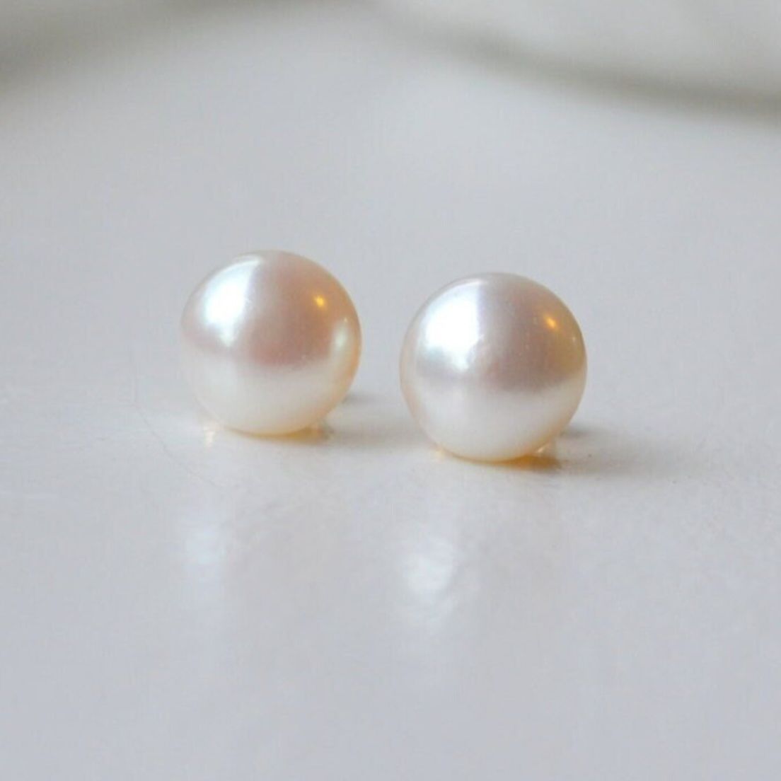 White Freshwater Pearl Stud Earrings 10mm for Women & Girls – Elegant Fashion Jewelry