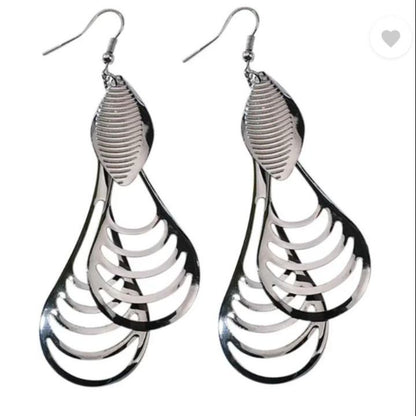 Fashion Silver Leaf Drop Earrings for Women | Elegant Hollow Metal Dangle Earrings | Party, Casual & Wedding Jewelry