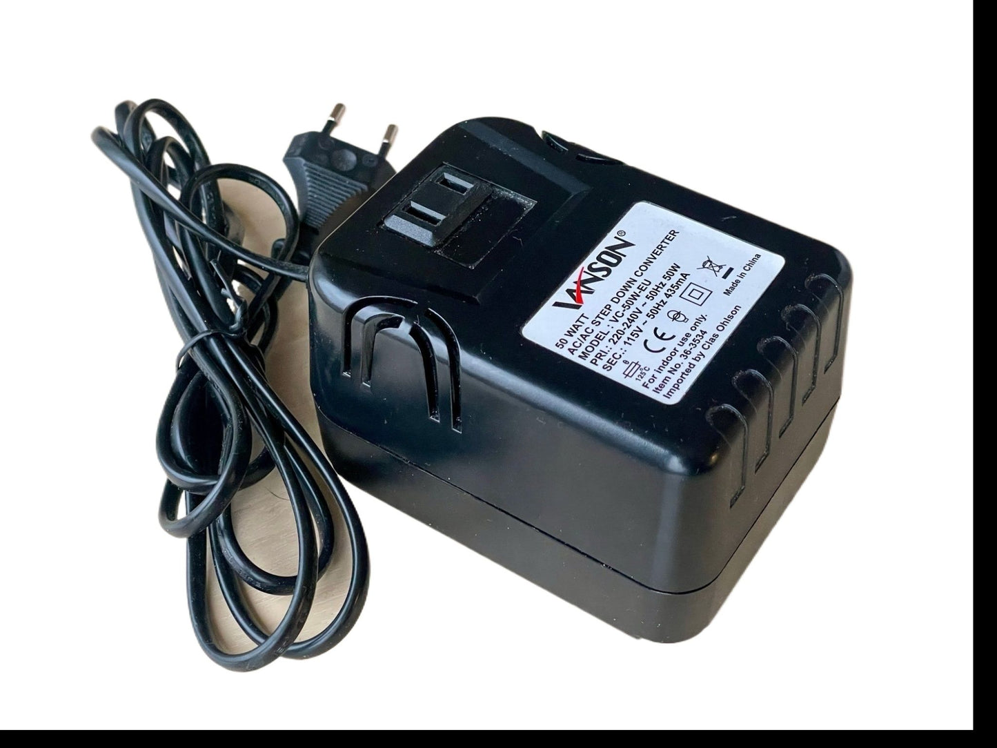 220 V to 110 V Converter Vanson VC-50W-EU — 50W AC → AC Step-Down Converter (220V → 115V)