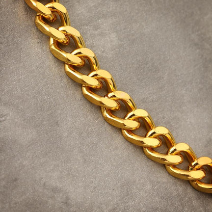 60cm Gold Plated Curb Chain Necklace for Women – 24 Inch Yellow Gold Color Fashion Jewelry Wedding Party Gift