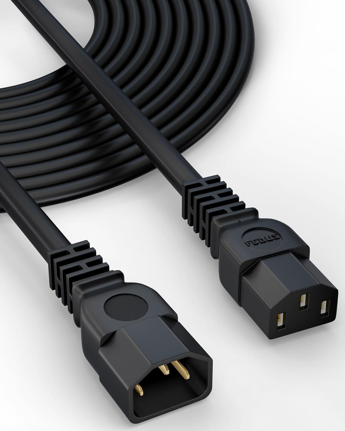 🔌 Male To Female Branded IEC C13 to C14 Link Power Cable – Heavy Gauge Power Extension Cord | 250V 10A | for Computer, Printer, SMPS, Monitor, Server, Display UPS - Heavy Gauge