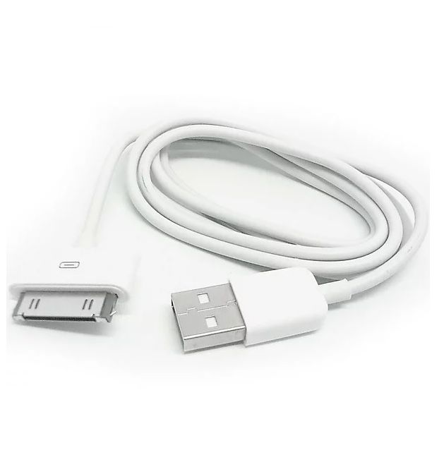 30 Pin Fast Charging USB Cable for 4/4S, 3G/3GS, Tablet 1/2/3 & Media Player – Data Sync & Charging Cable (White)