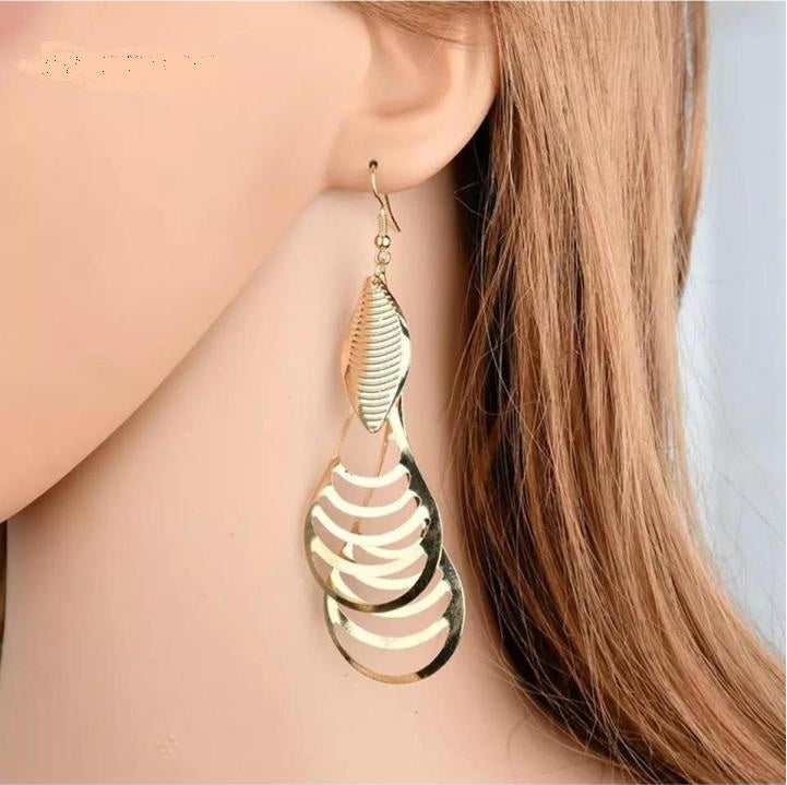 Glamorous Long Drop Fine Metal Earrings for Women – Elegant Pak-China Fashion Jewelry for Parties, Weddings & Casual Wear