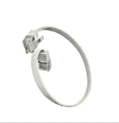 White Ultra Flat Cat6 Patch Cable – 1 ft High-Speed Ethernet LAN Lead, RJ45 Network Cord for PC, Router, Modem
