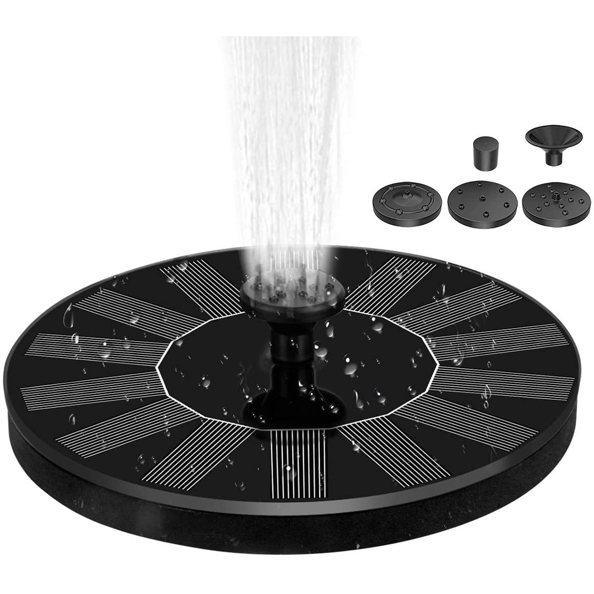 Solar Water Fountain 16 Cm with 4 nozzles, Floating Solar Powered Fountain Pump for Bird Bath  Garden Pond Pool Outdoor 1.4W Round
