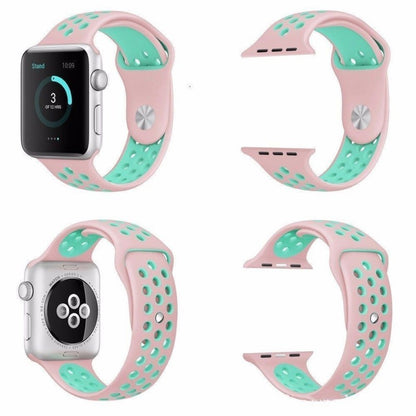 unique Color new fashion Perforated Sport Band made of soft silicone with smooth finish- Pink / Green tea pink for 38mm 40mm 41mm