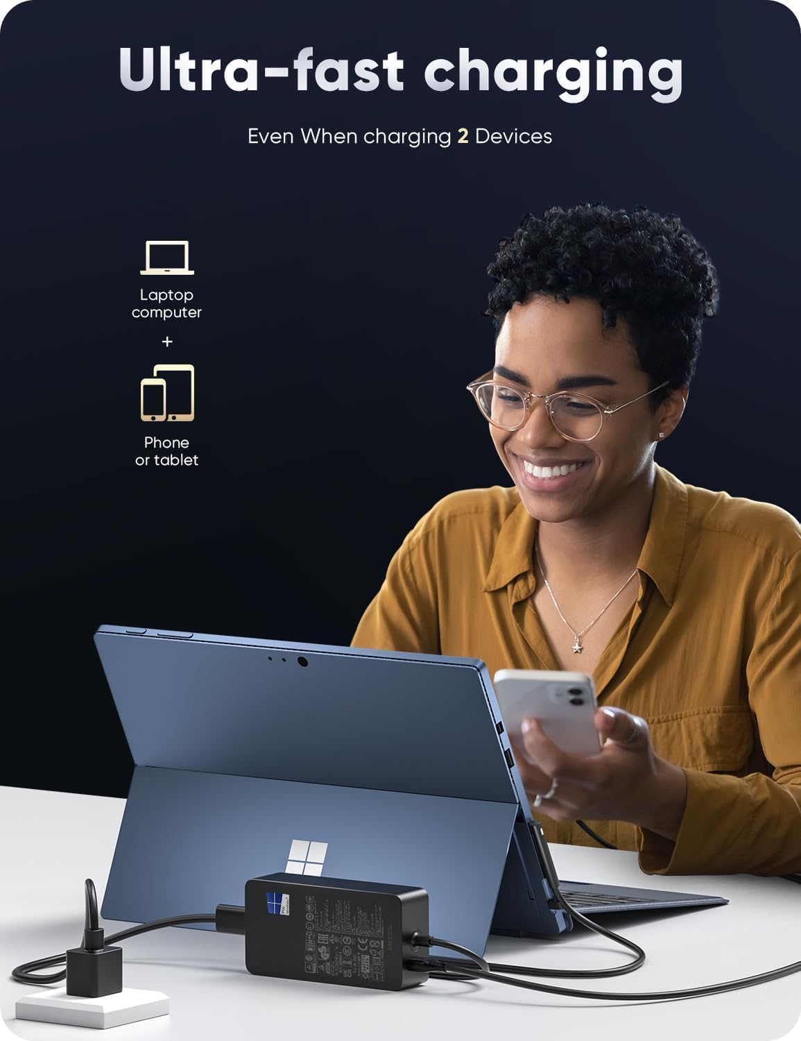 ⚡ Surface Pro Charger 65W (15V 4A) – Original Branded  Fast Power Supply Adapter | Compatible with Surface Pro 3 / 4 / 5 / 6 / 7 / 7+ / Surface Laptop / Surface Book | Magnetic Connector | Black