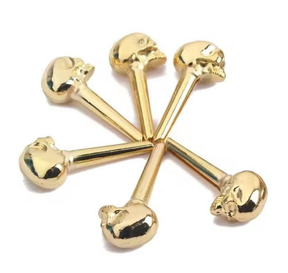 Acoustic Guitar Parts Set 6 Pcs Of Guitar Skull Saddle Brass Nut Pins Golden