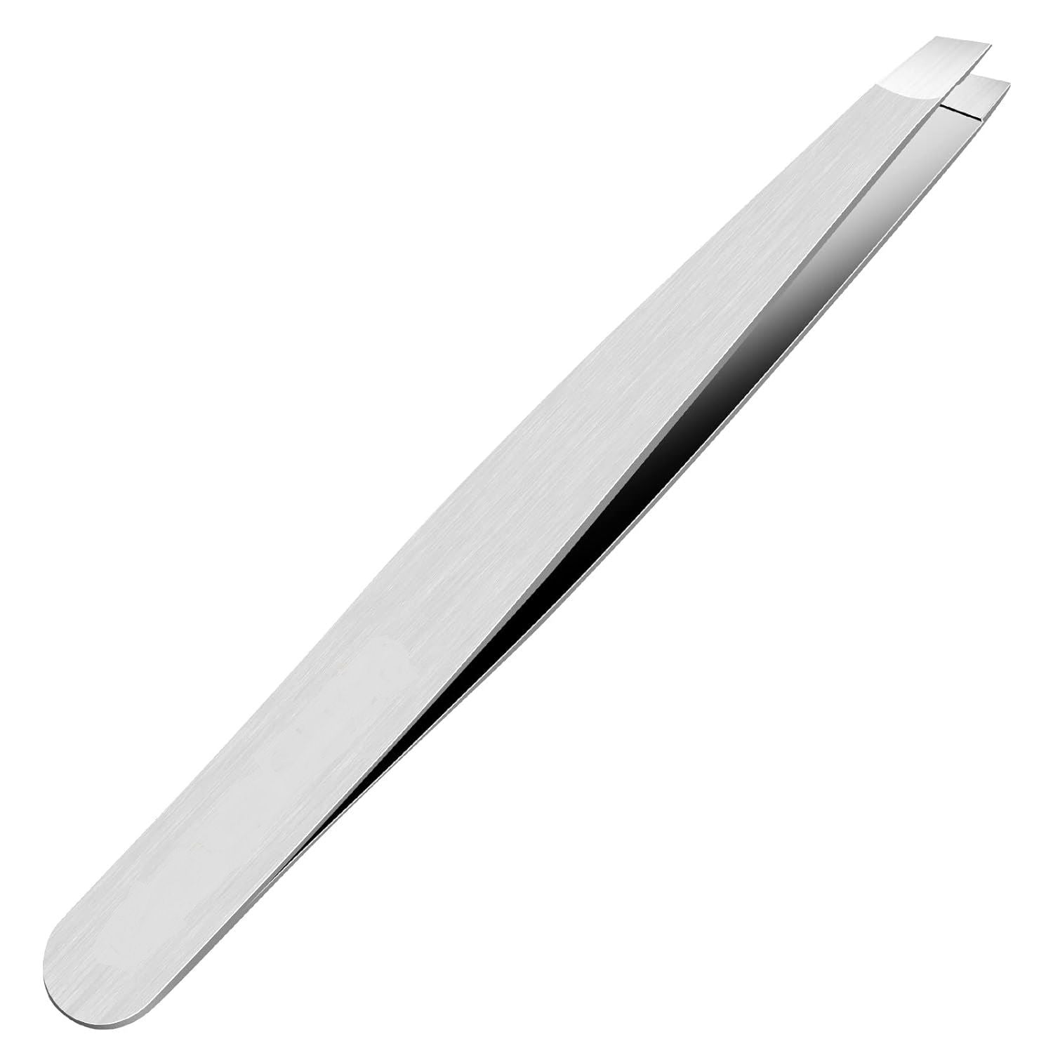 Slant Tweezer Handmade Professional Eyebrow Facial & Hair Remover No gaps superior quality 1 pack (slant) Silver