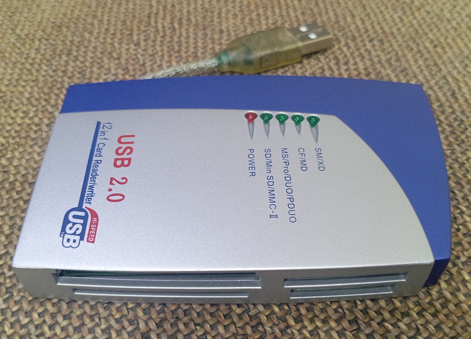 Univesal External 12-in-1 USB 2.0 Flash Memory Card Reader / Writer XD , MD , CF , MINI SD , IBM MICRODRIVE , SD  MS  MSPRO MSDUO PDUO SM MMC RSMMC pnp