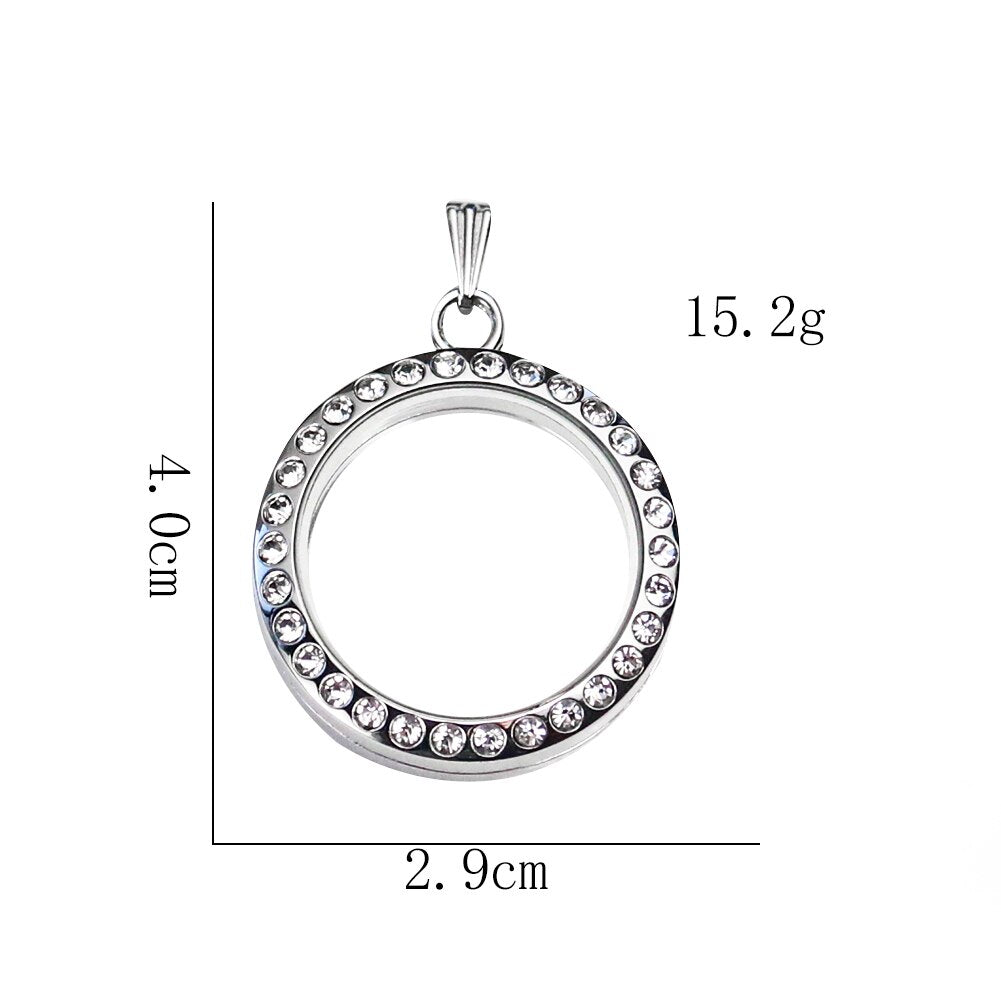 Round Openable Locket Pendant with Chain Necklace Link Chain  Women Jewerly 30*30mm