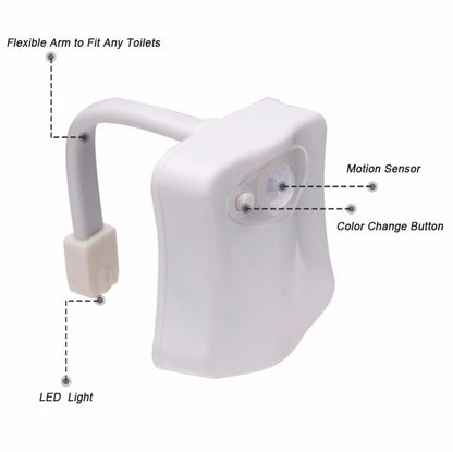 Motion Sensor Toilet Night Light Home Toilet Light Bathroom Body Motion Sensor Toilet Bowl Seat Light Lamp 8-Color Changes