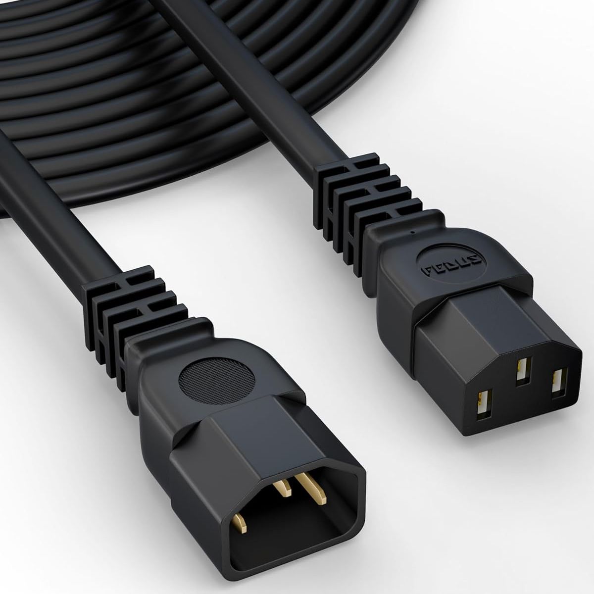 🔌 Male To Female Branded IEC C13 to C14 Link Power Cable – Heavy Gauge Power Extension Cord | 250V 10A | for Computer, Printer, SMPS, Monitor, Server, Display UPS - Heavy Gauge