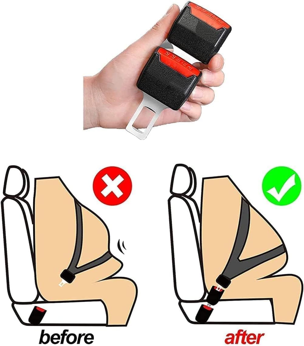 2 Pcs Car Seat Belt Buckle Extension – Aluminum Alloy Adjustable Car Belt Plug Extender for Added Comfort & Safety