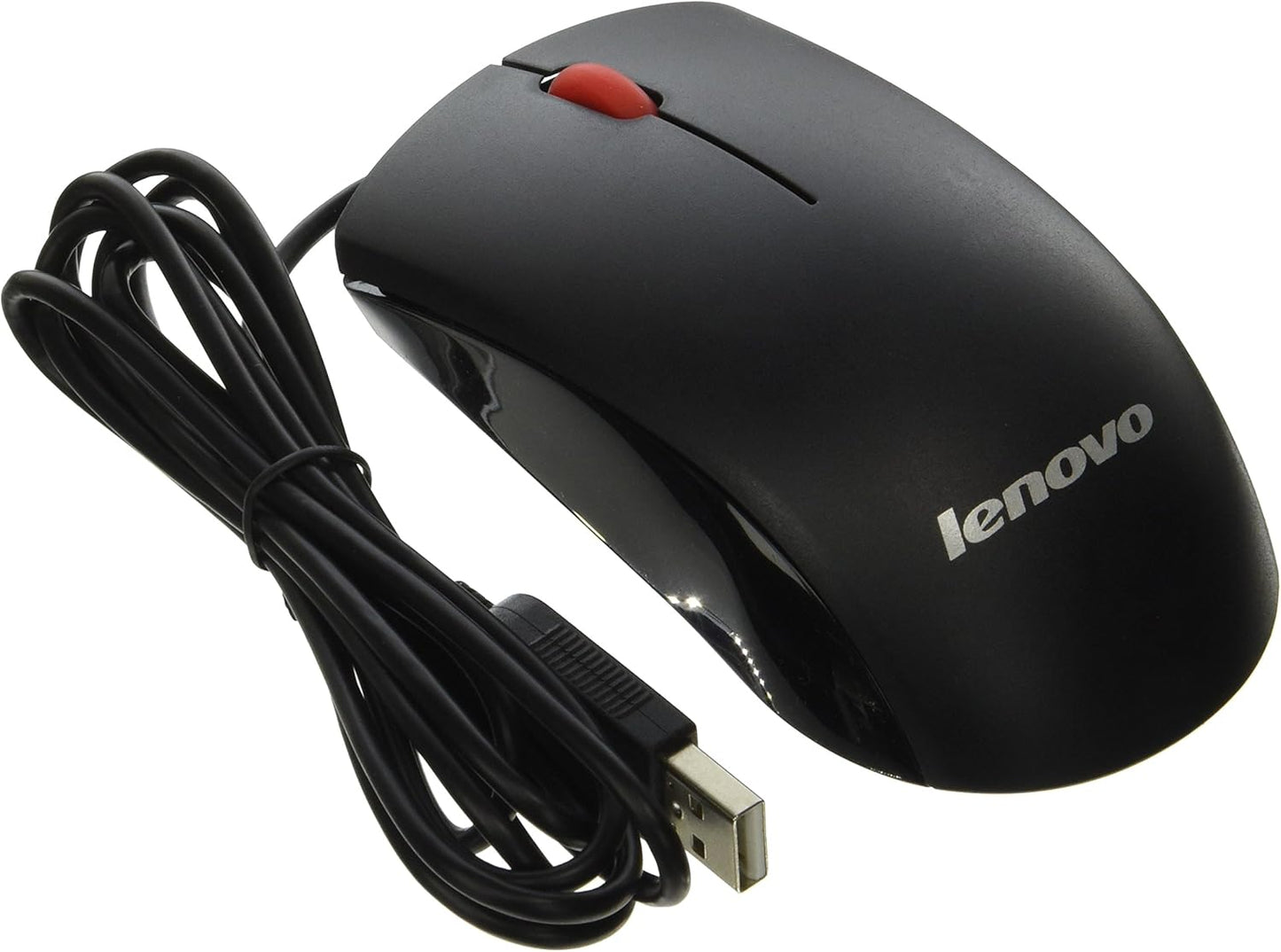 Wired USB Mouse 1600 DPI Optical Sensor – 3 Button Scroll Wheel Ambidextrous Design Plug & Play Lenovo