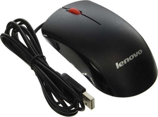 Wired USB Mouse 1600 DPI Optical Sensor – 3 Button Scroll Wheel Ambidextrous Design Plug & Play Lenovo